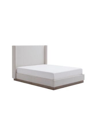 Hosford Cream White Boucle Queen Upholstered Platform Bed