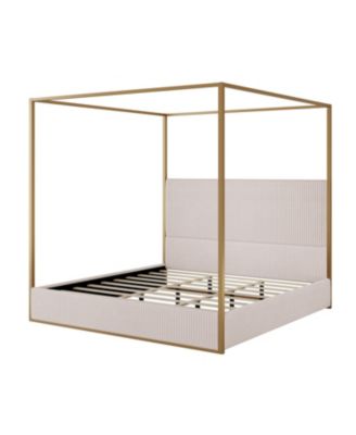 Luxury Beige King Canopy Bed