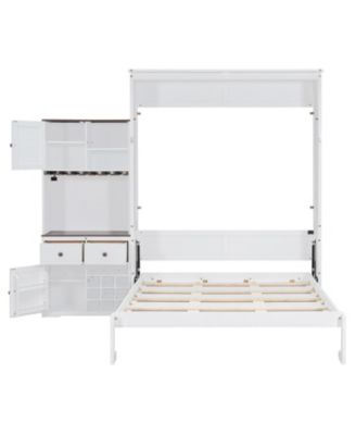 Queen Murphy Bed with Storage, Wine Rack & LED