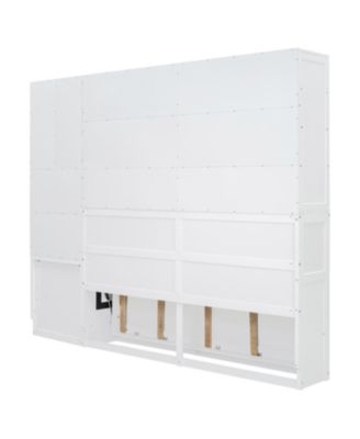 Twin Size Murphy Bed Wall Bed with Closet , Drawers & Desk-White