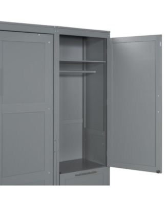  Queen Murphy Bed with Closet, Drawers & Shelves - Gray