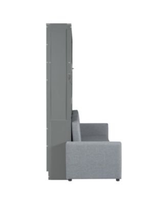 Queen Size Murphy Bed Wall Bed with Sofa,Gray