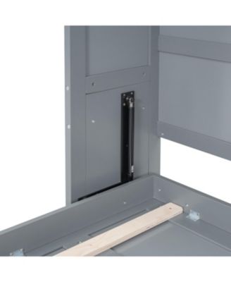 Queen Size Murphy Bed Wall Bed with Top Cabinets,Gray