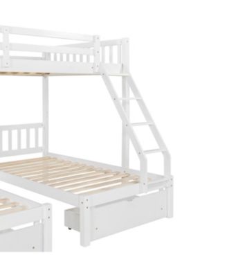 Full Over Twin & Twin Triple Bunk Bed with Drawers