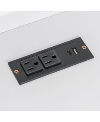 Twin Platform Bed w/ Storage, LED, Desk, Charging, Upholstered Headboard