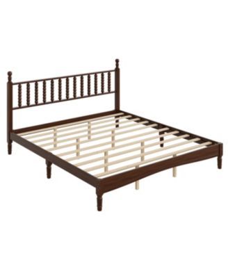 Streamdale King Wood Platform Bed, Gourd Headboard, Retro Style 