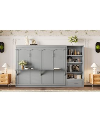 Queen Murphy Bed with Storage & Shelf