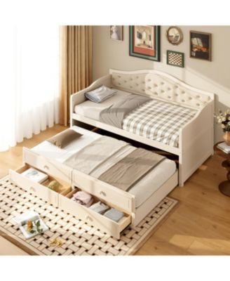 Streamdale Twin Daybed with Trundle & Storage, Upholstered Backrest
