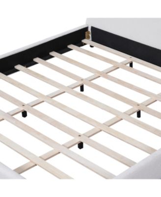 King Size Bed Frame With Boucle Upholstered Round Curved Headboard, White