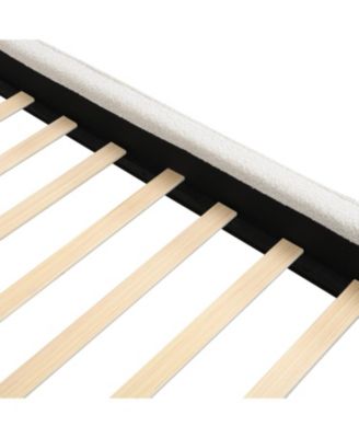 King Beige Boucle Bed Frame with Curved Tufted Headboard