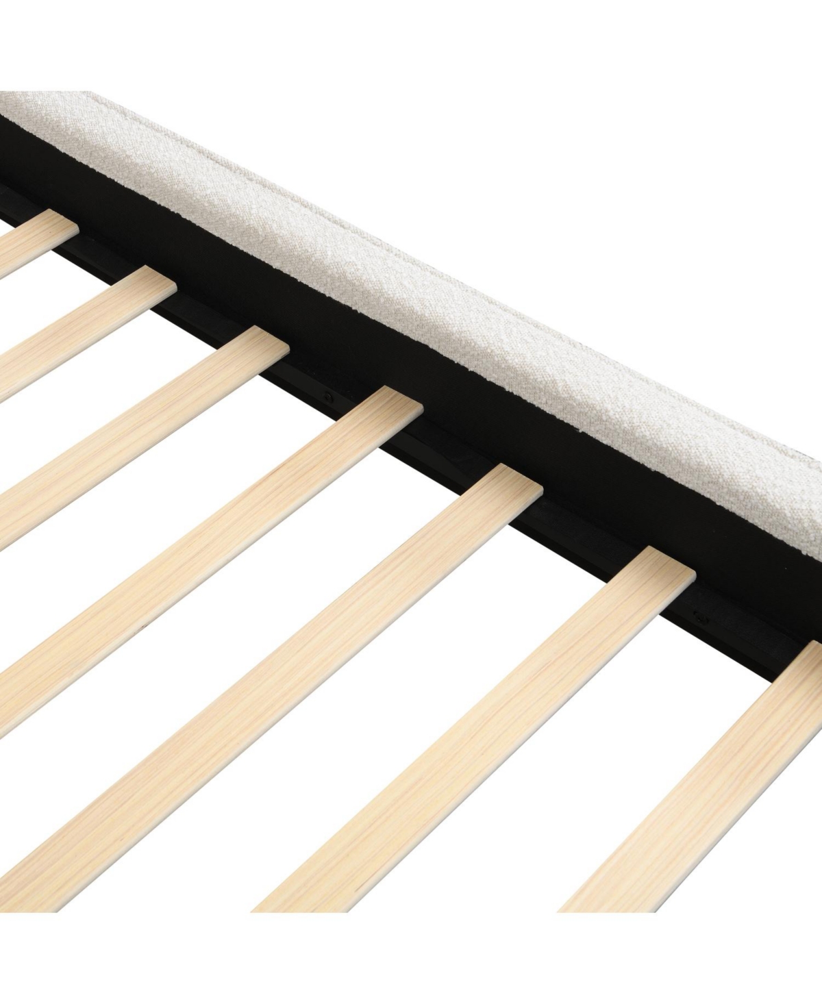 Streamdale Furniture King Beige Boucle Bed Frame with Curved Tufted Headboard