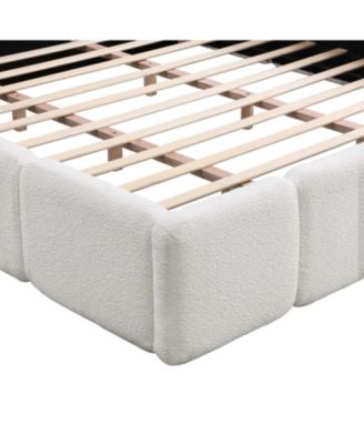 California King Boucle Platform Bed, White