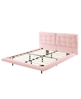 Queen Upholstered LED Platform Bed