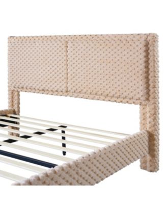 Streamdale Simple Modern Camel Plush Soft Bed Comfortable Backrest Bedroom Bed