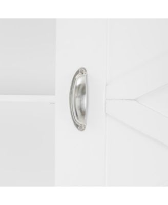  Queen Size Wall Murphy Bed with Ample Storage Space and Diamond Stripes, White