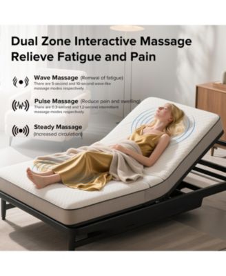 Bed Frame Massage Head/Foot Incline Split King USB Ports LED Night Light