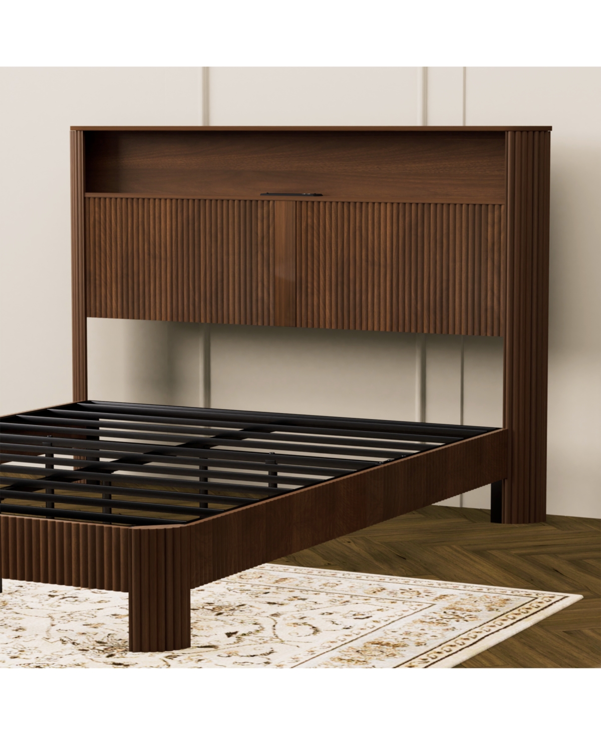 Streamdale Furniture Queen Bed Frame- Storage Headboard, Charging