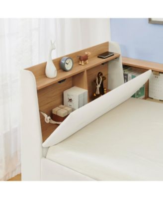 Twin Velvet Daybed with Storage, Trundle, & LED - Beige