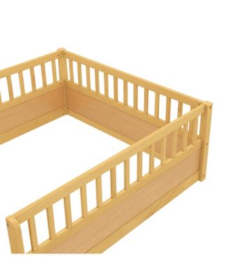 Montessori Floor Bed Frame with Fence