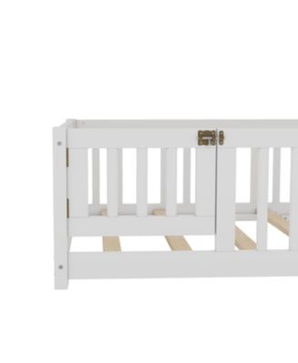 Twin Floor Bed with Guardrails & Door