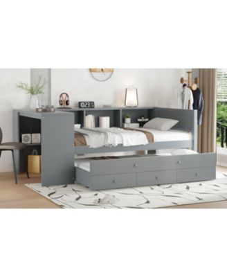 Twin Daybed with Trundle, Storage, Desk