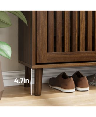 Walnut Shoe Cabinet - 2 Flip Drawers