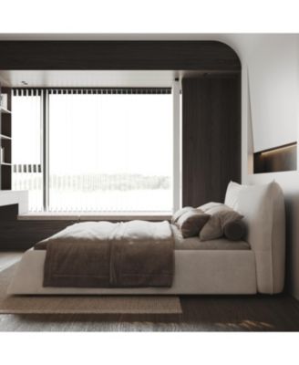 Streamdale Queen Upholstered Platform Bed, Velvet Headboard