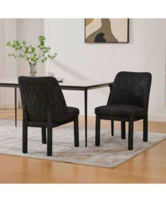 Modern Chenille Dining Chairs (Set of 2) - Black/Gray