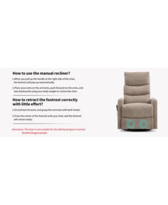 Heat Massage Rocker Swivel Recliner Chair, Fabric