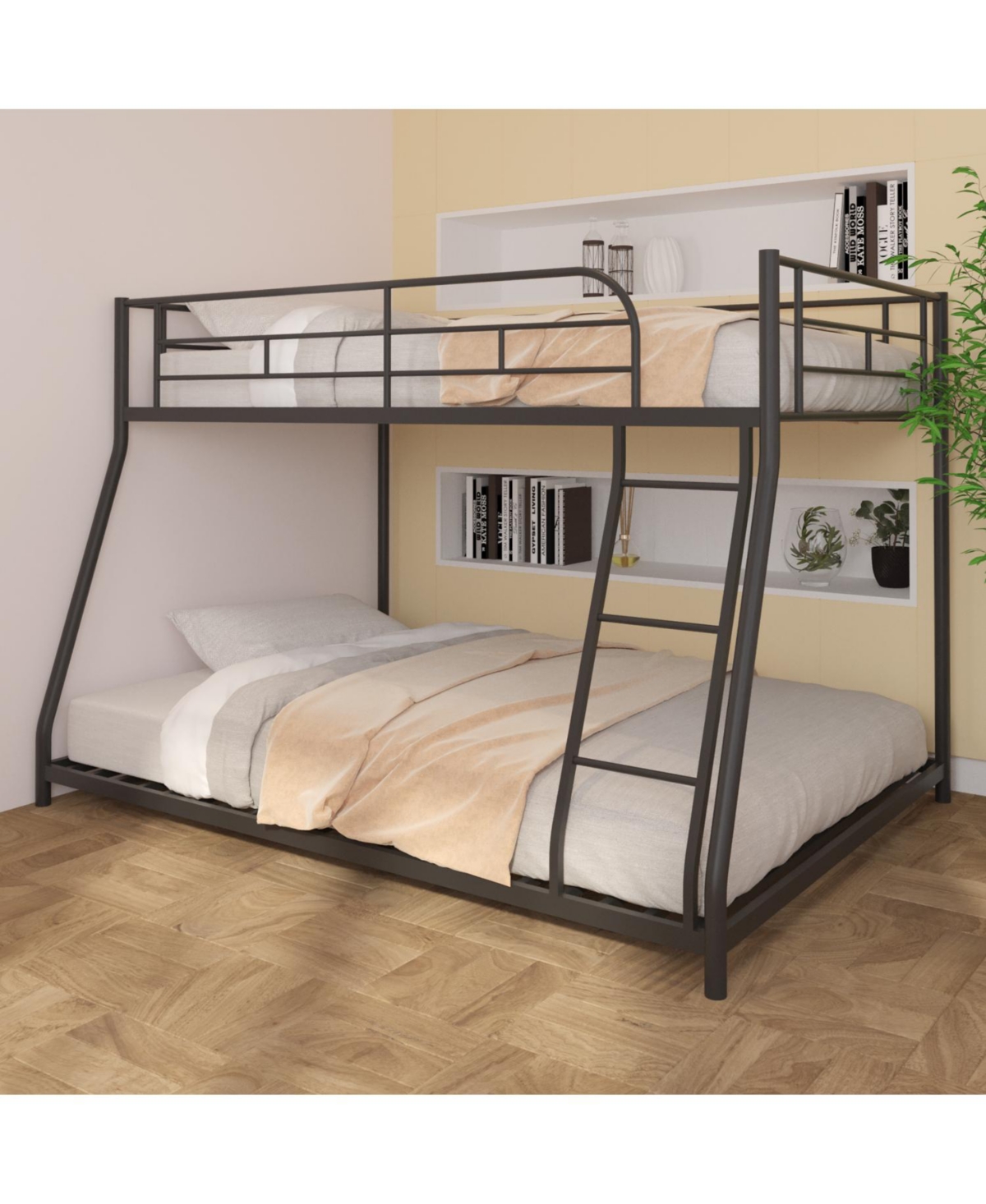 Streamdale Furniture + Twin Over Full + Metal + Sturdy, Squeak-Free, No Box Spring + Bunk Bed