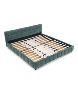  King Upholstered Bed Frame, Chenille Fabric, Headboard, Storage Drawer - Green
