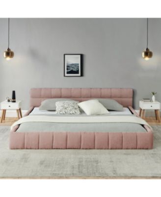 California King Upholstered Platform Bed Frame - Pink