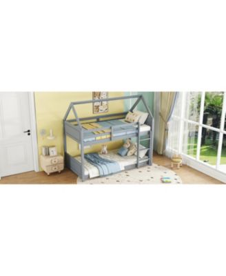 Twin Over Twin House Bunk Bed with Guardrails