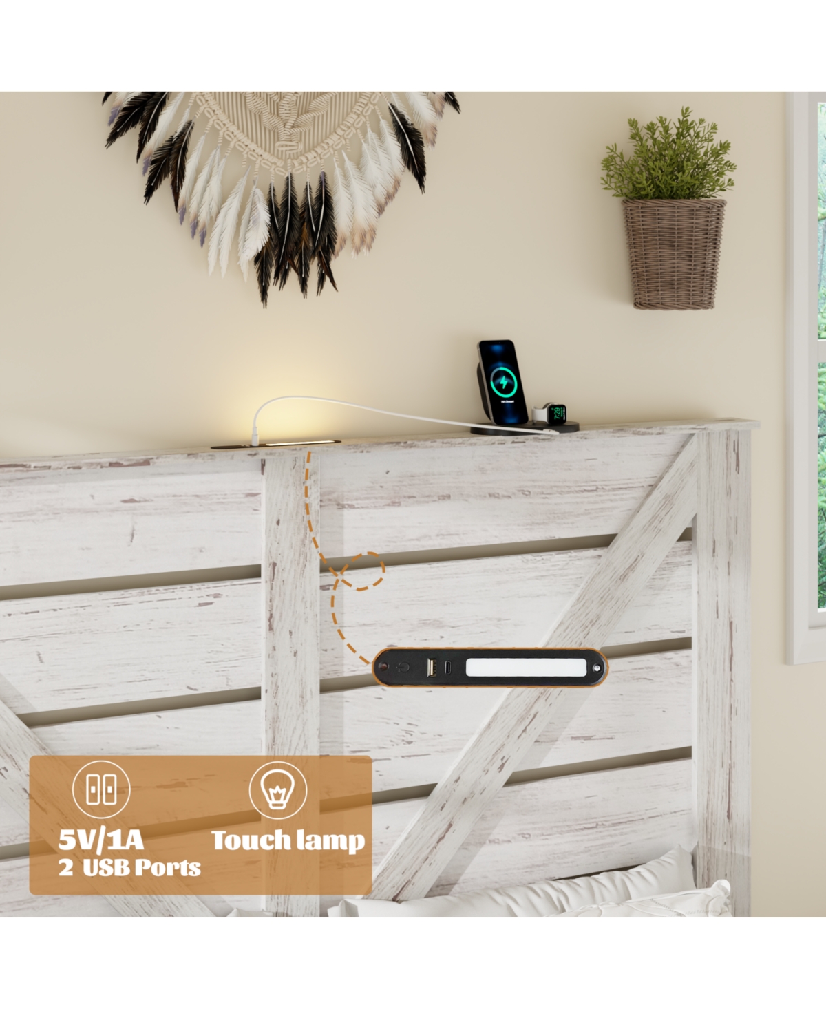 Streamdale Furniture King White Wood Platform Bed Frame, Noise Free, Easy Assembly, Under Bed Storage