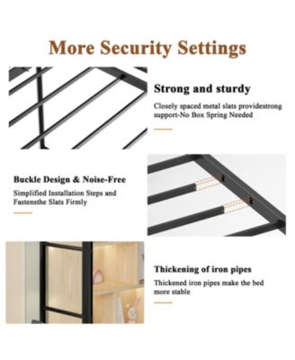 Twin Loft Bed Frame with Storage - Easy Assembly, Secure Metal Slats
