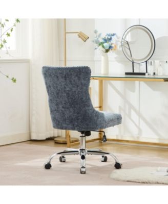 Light Blue Chenille Tufted Office Chair