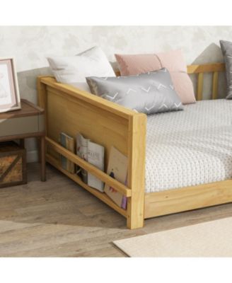Twin Floor Platform Bed w/ Book Rack Natural