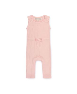 Baby Girls Cinched Waist Romper & Jacquard Blanket Gift Set