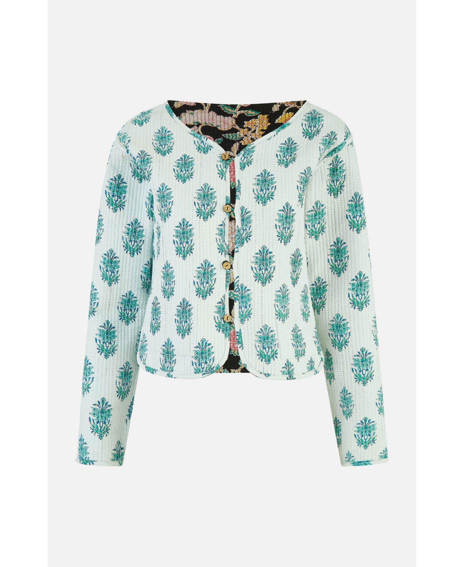 Women's Floral Reversible Cotton Quilted Jacket