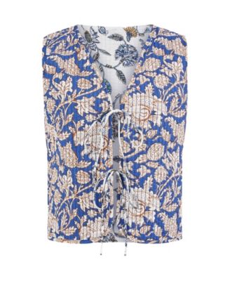 Women's Floral Reversible Quilted Vest Jacket