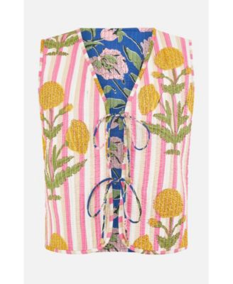 Women's Floral Reversible Quilted Vest Jacket