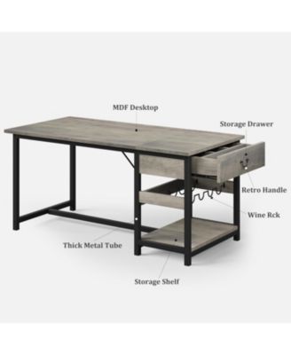 Dining Table Set for 4 with Upholstered Bench, Storage Drawers, Comfortable and Durable, Gray