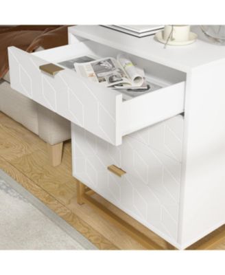 4-Drawer White Dresser, Large Modern Bedroom Chest with Gold Metal Handles, Storage for Hallway, Entryway