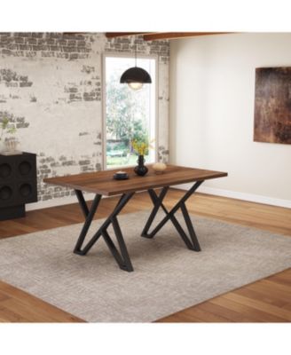 Indoor Dining Table With Metal Legs,Walnut