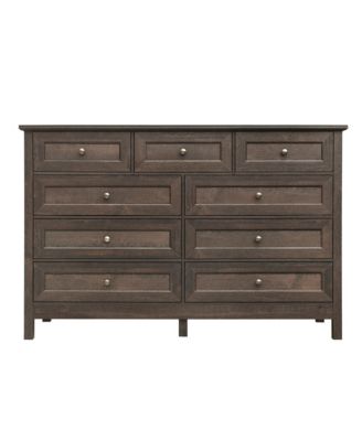  Rustic Wood 9-Drawer Dresser - Brown