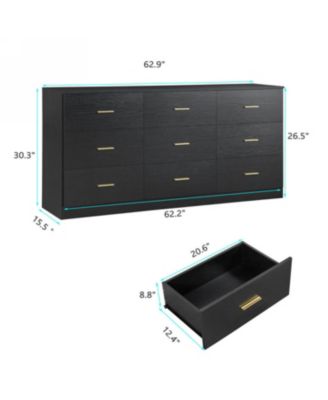 Streamdale Black 9-Drawer Dresser - Modern Bedroom Storage