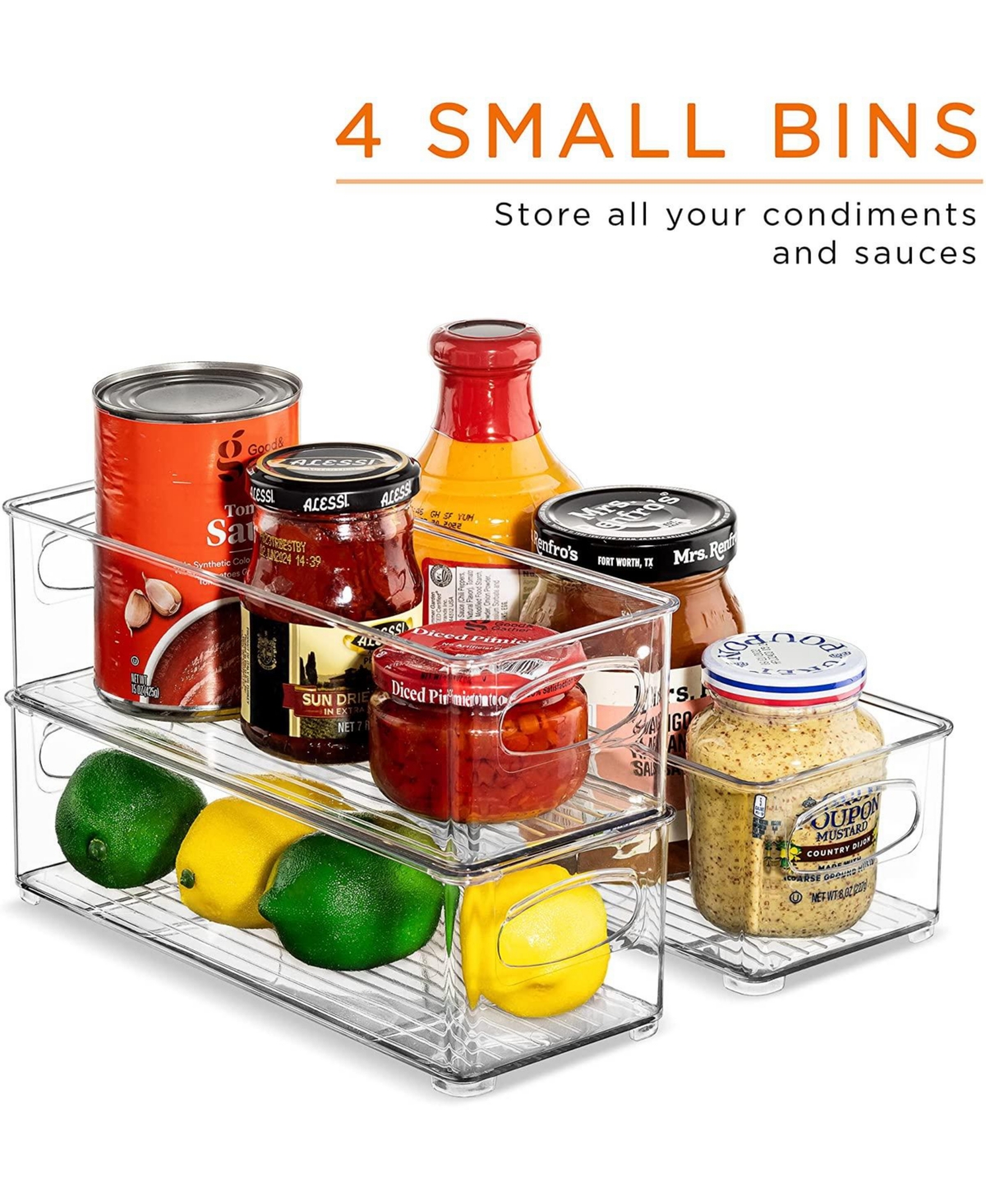 Sorbus 10-Piece Clear Open Bin Containers Set - Organize fridge & pantry essentials! Stackable, portable, clear view for easy access