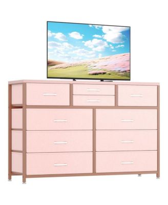 10-Drawer Modern Fabric Dresser for Bedroom, Large Storage Chest, 45" TV Stand, Living Room, Hallway Organizer