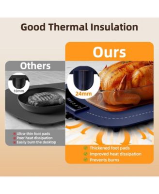 7-Temp Food Warming Mat, 250W Low Energy Consumption (104&deg;F-212&deg;F), 5H Timer & Child Lock, Ultra-Thin Roll-Up Buffet Hot Plate