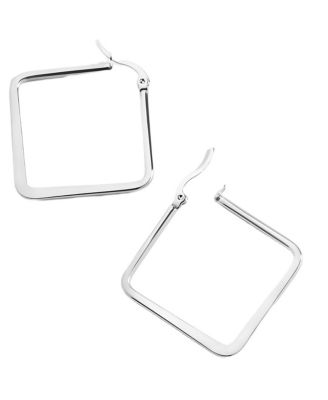 Mint Lily Geometric Girl Boss Hoop Earrings - Silver-toned 29$